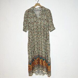 NATURAL LIFE Rebecca Dress In Blue/Orange Floral Medium